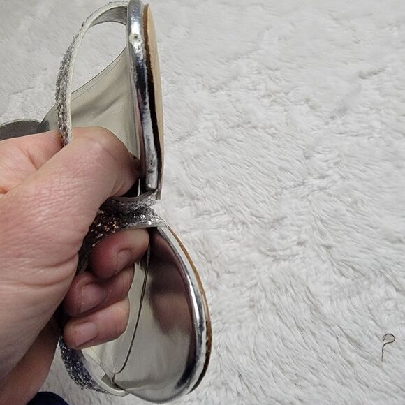 MADDEN GIRL Heels Women's 8.5 Silver Glitter Sparkle Open Toe Prom Wedding Eveni - Picture 11 of 14